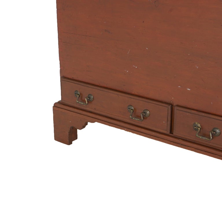 Antique Chippendale Softwood Blanket Chest with Strap Hinges C1830