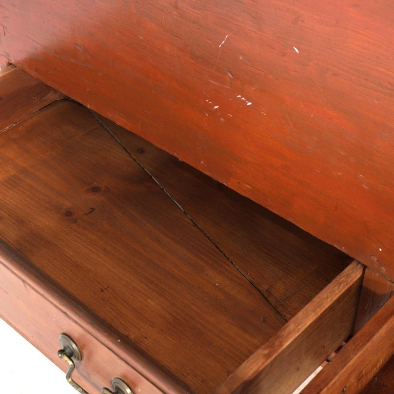 Antique Chippendale Softwood Blanket Chest with Strap Hinges C1830