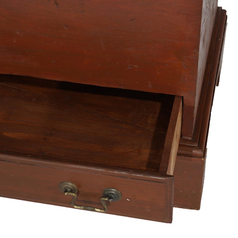 Antique Chippendale Softwood Blanket Chest with Strap Hinges C1830
