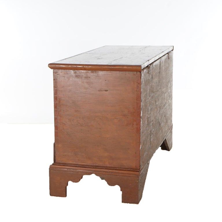 Antique Chippendale Softwood Blanket Chest with Strap Hinges C1830