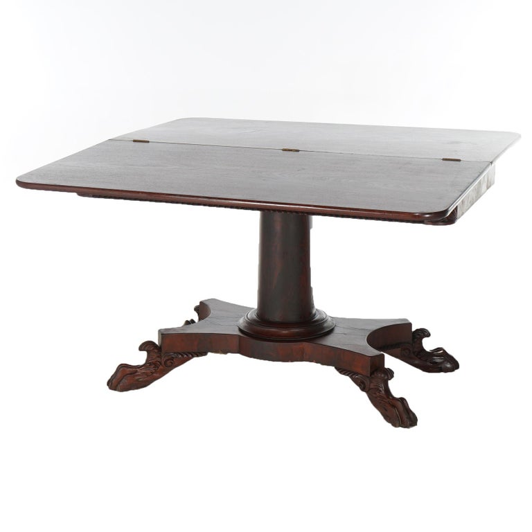 Antique American Empire Flame Mahogany Card Table Circa 1840