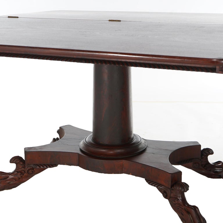 Antique American Empire Flame Mahogany Card Table Circa 1840