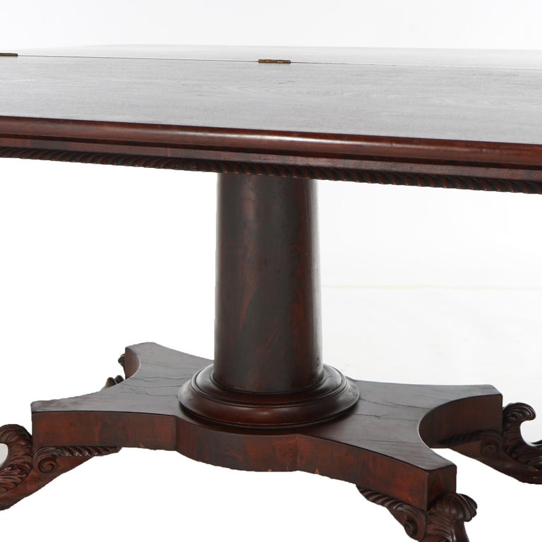 Antique American Empire Flame Mahogany Card Table Circa 1840