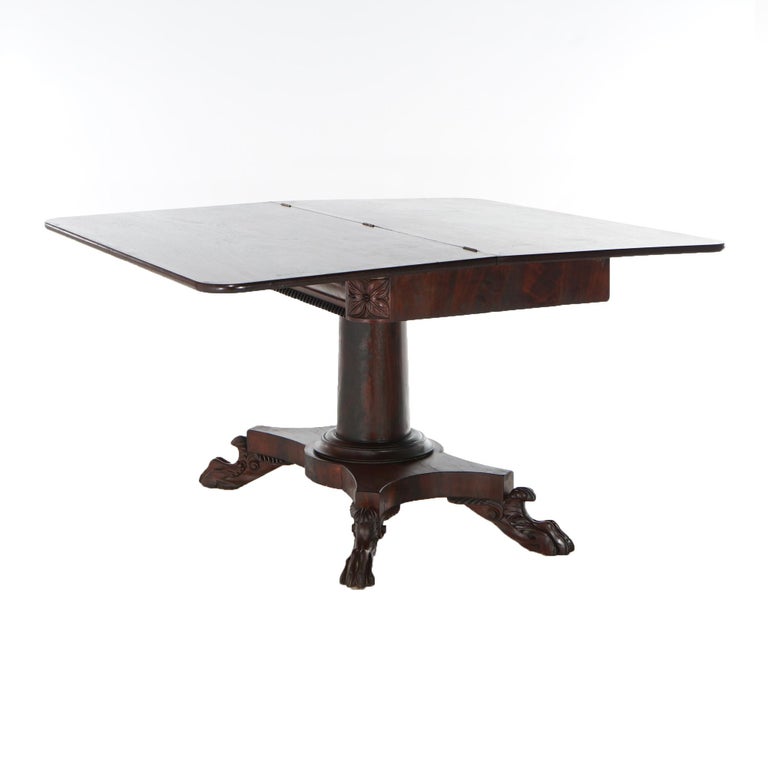 Antique American Empire Flame Mahogany Card Table Circa 1840