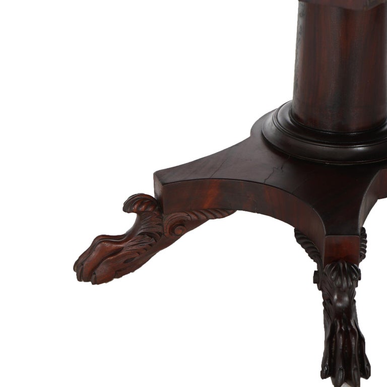 Antique American Empire Flame Mahogany Card Table Circa 1840