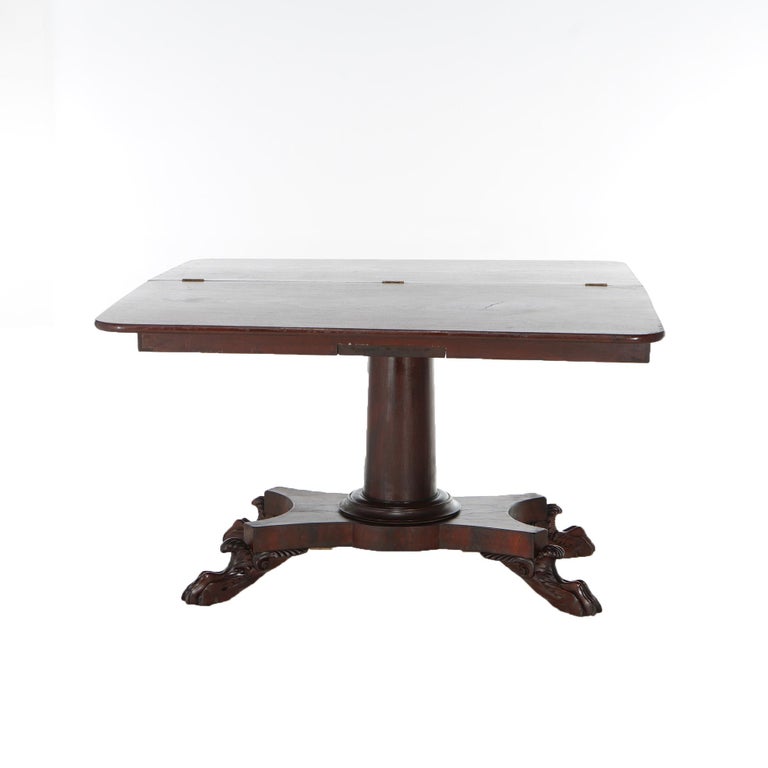 Antique American Empire Flame Mahogany Card Table Circa 1840