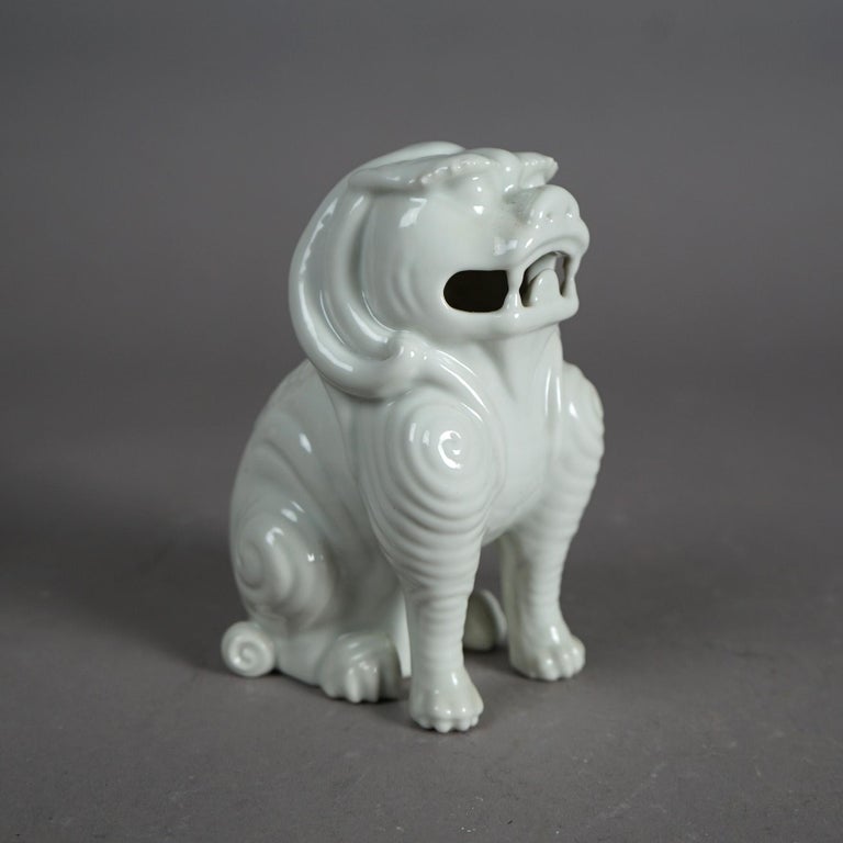 Pair Chinese Porcelain Blanc De Chine Foo Dogs 20th C