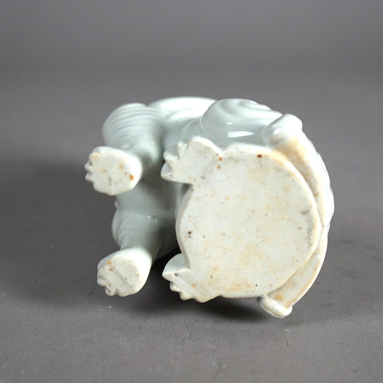 Pair Chinese Porcelain Blanc De Chine Foo Dogs 20th C