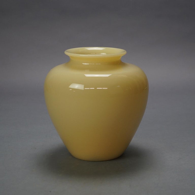 Antique Arts & Crafts Steuben Art Glass Ivory Vase with Original Label C1920