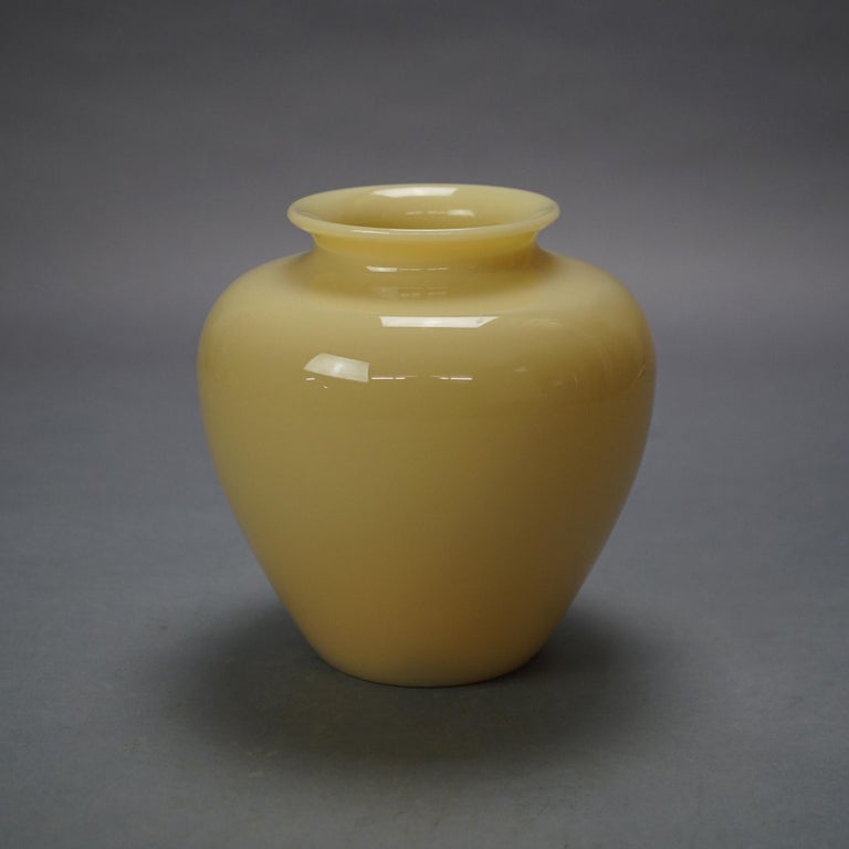Antique Arts & Crafts Steuben Art Glass Ivory Vase with Original Label C1920