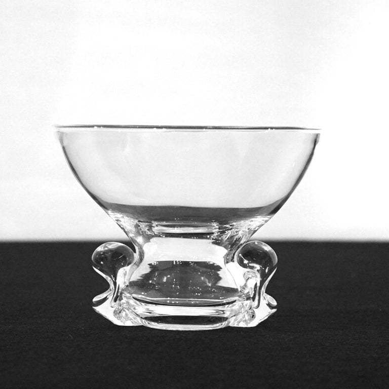 Mid Century Modern Steuben Art Glass Crystal Bowl with Pinched Base 20thC