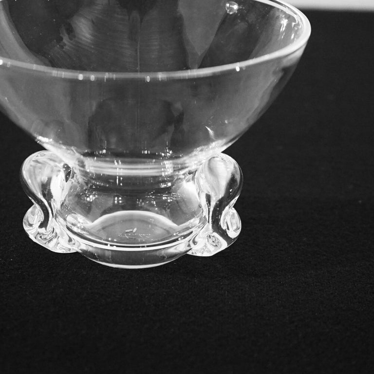 Mid Century Modern Steuben Art Glass Crystal Bowl with Pinched Base 20thC