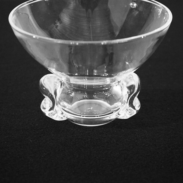 Mid Century Modern Steuben Art Glass Crystal Bowl with Pinched Base 20thC