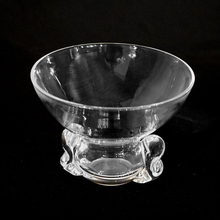 Mid Century Modern Steuben Art Glass Crystal Bowl with Pinched Base 20thC