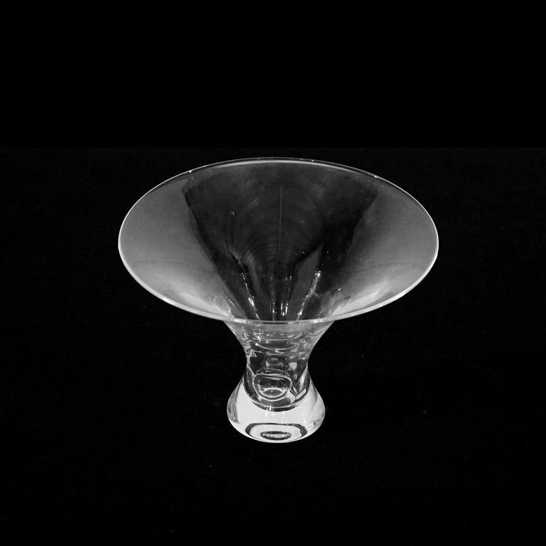 Mid Century Modern Steuben Art Glass Flared Crystal Bowl with Pinched Base 20thC