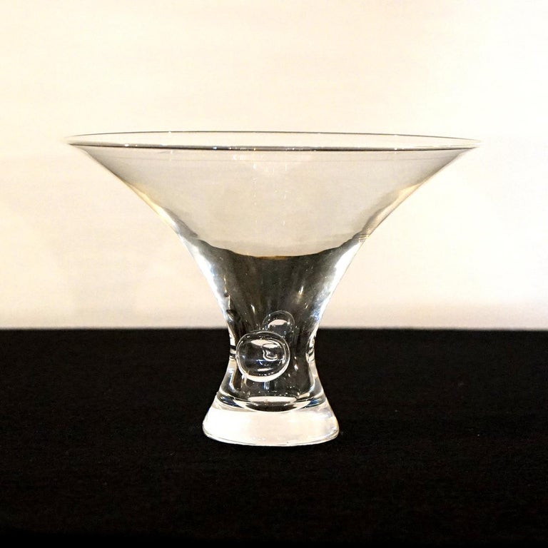 Mid Century Modern Steuben Art Glass Flared Crystal Bowl with Pinched Base 20thC