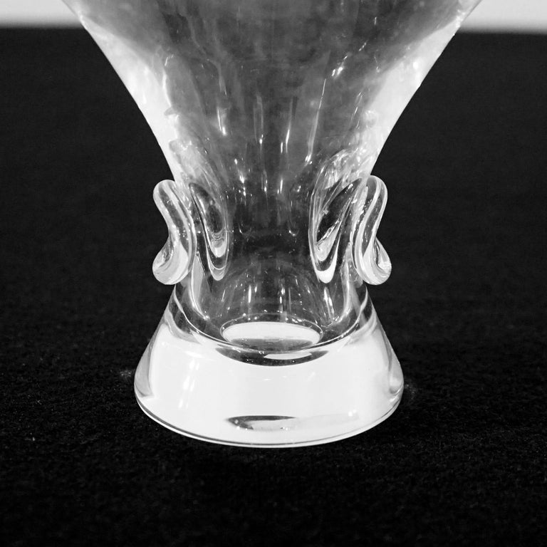 Mid Century Modern Steuben Art Glass Flared Crystal Bowl with Pinched Base 20thC