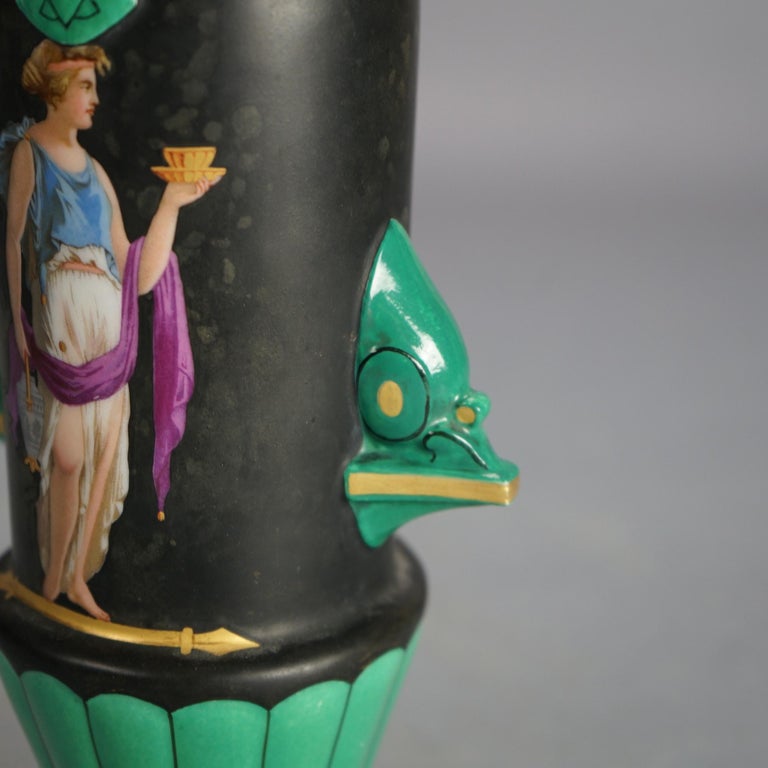 Antique Old Paris Porcelain Portrait Vase with Classical Figure C1890