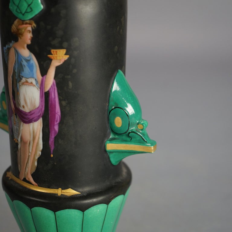 Antique Old Paris Porcelain Portrait Vase with Classical Figure C1890