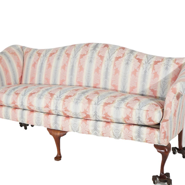 Vintage J. M. Walton Queen Anne Camel Back Upholstered Sofa 20thC