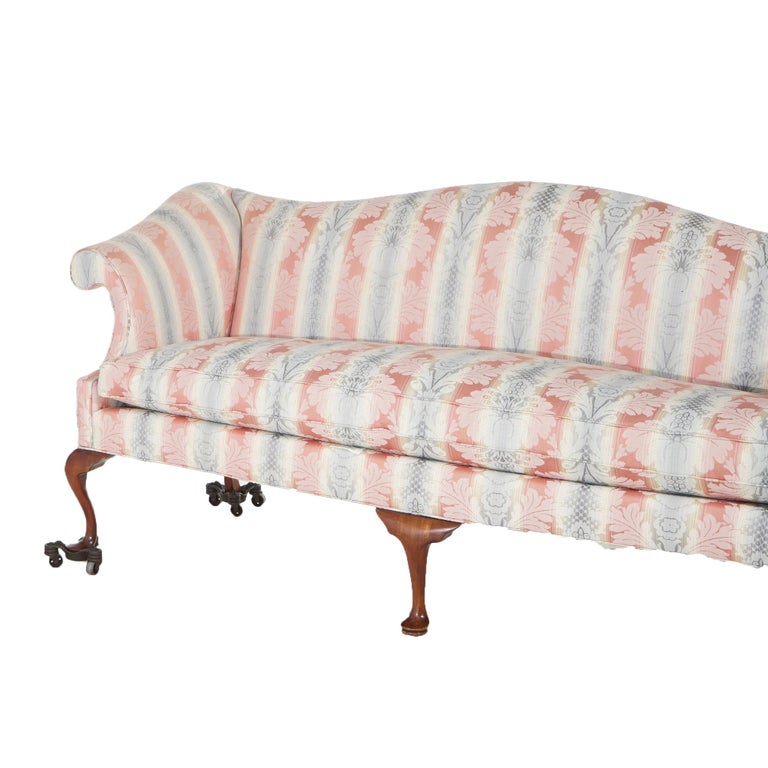 Vintage J. M. Walton Queen Anne Camel Back Upholstered Sofa 20thC