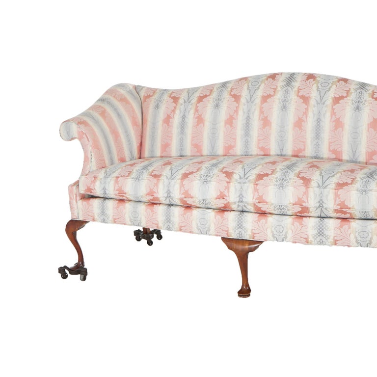 Vintage J. M. Walton Queen Anne Camel Back Upholstered Sofa 20thC