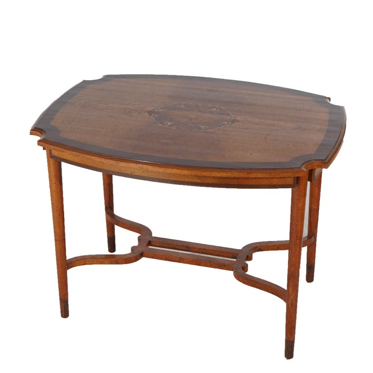 Leytens Frères Art Nouveau Inlaid Rosewood Satinwood & Burl Center Table c1900