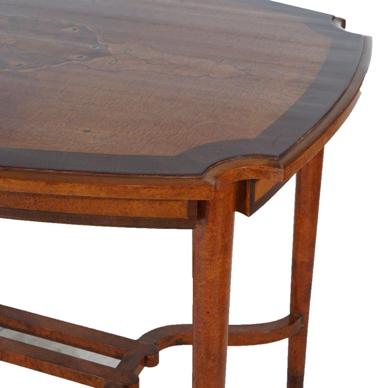 Leytens Frères Art Nouveau Inlaid Rosewood Satinwood & Burl Center Table c1900