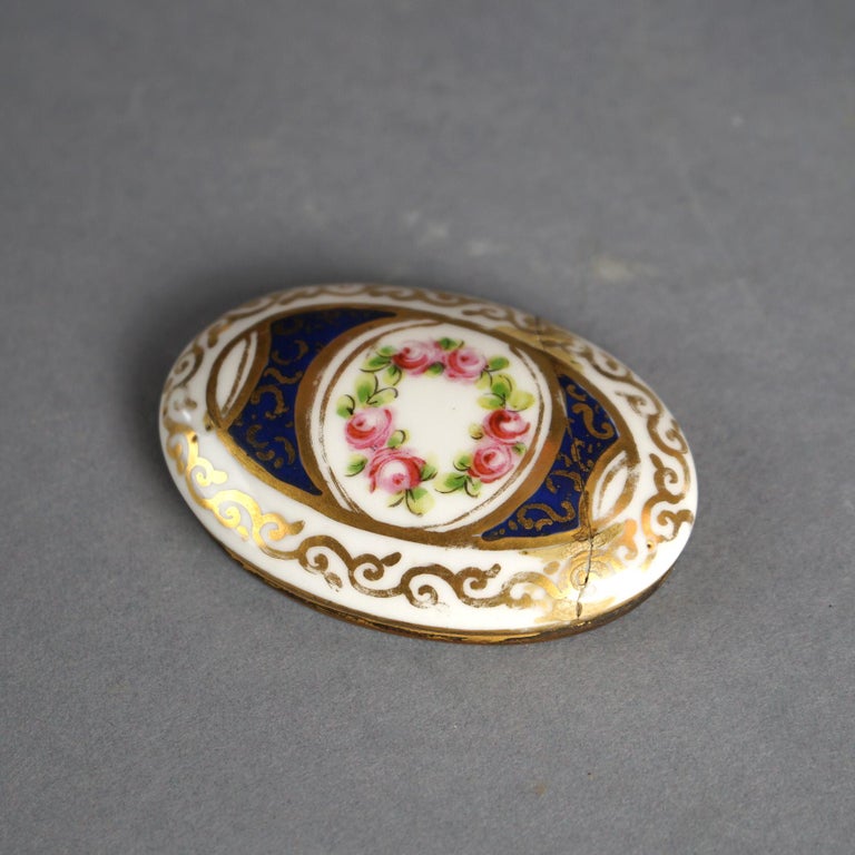 Antique Sevrés Porcelain Polychrome & Gilt Decorated Inkwell with Bird C1890