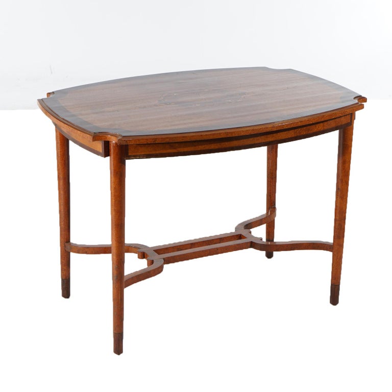Leytens Frères Art Nouveau Inlaid Rosewood Satinwood & Burl Center Table c1900
