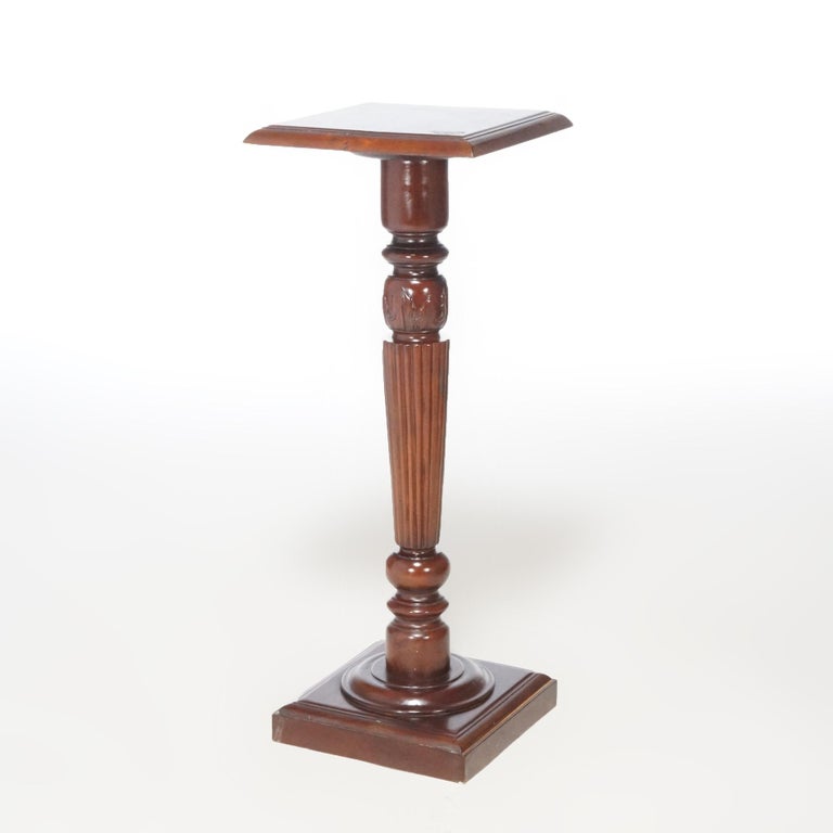 Antique Neoclassical Carved Mahogany Sculpture Display Pedestal, circa 1900