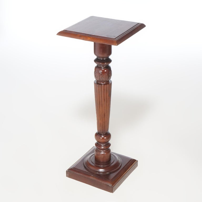 Antique Neoclassical Carved Mahogany Sculpture Display Pedestal, circa 1900