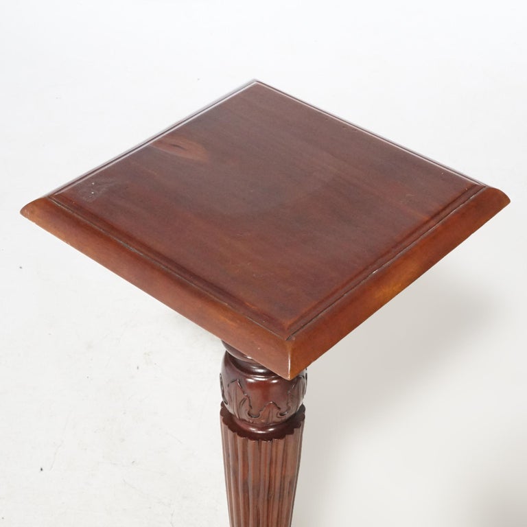 Antique Neoclassical Carved Mahogany Sculpture Display Pedestal, circa 1900