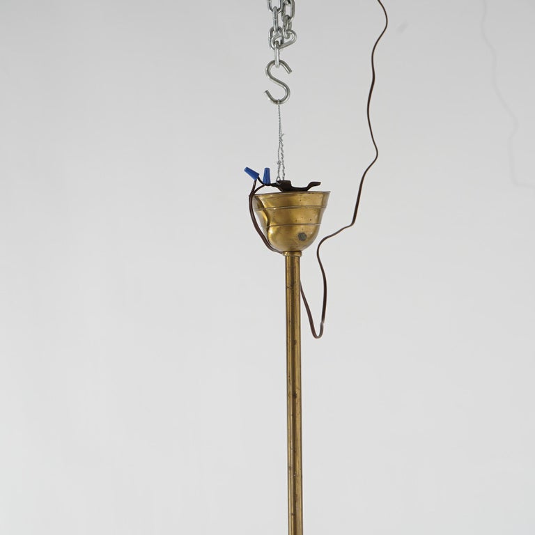 Antique Brass & Gilt Metal Two-Light Ceiling Fixture Circa 1920