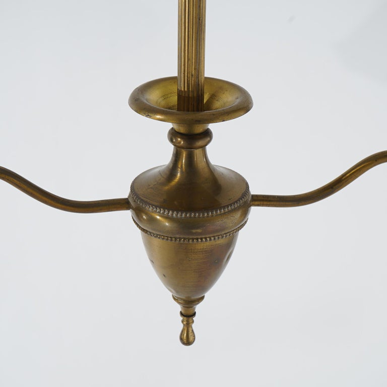 Antique Brass & Gilt Metal Two-Light Ceiling Fixture Circa 1920