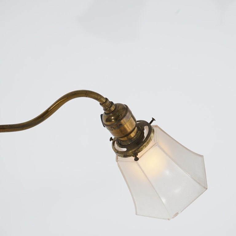 Antique Brass & Gilt Metal Two-Light Ceiling Fixture Circa 1920
