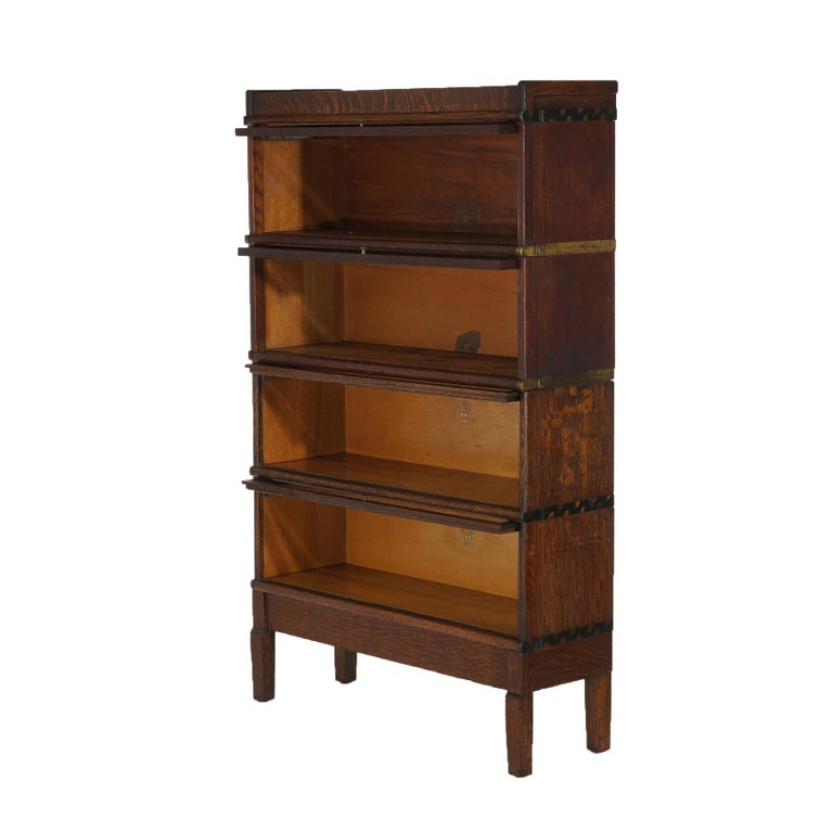 Macey Mission Style Arts And Crafts Four Stack Oak Barrister Bookcase C1910