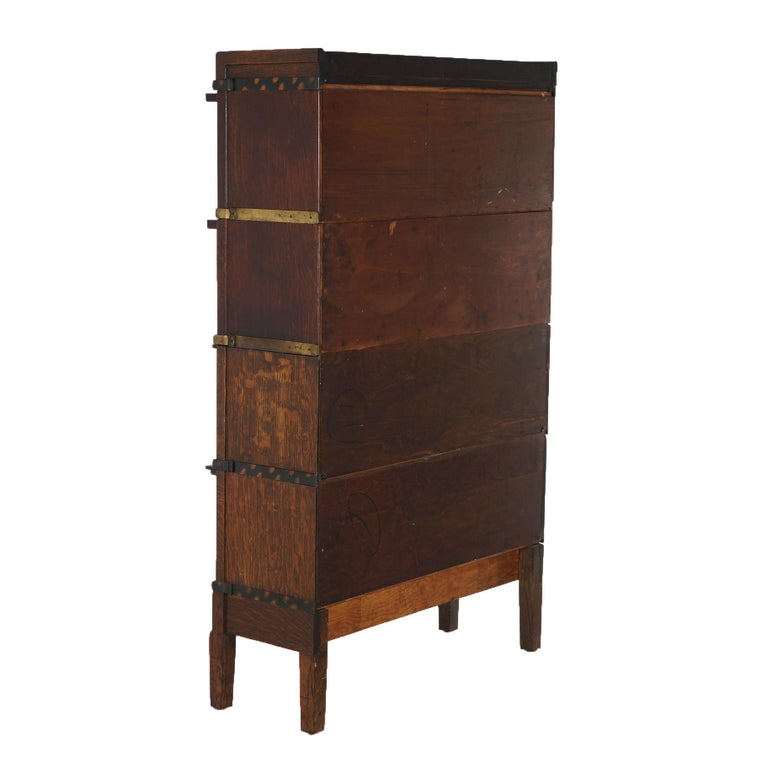 Macey Mission Style Arts And Crafts Four Stack Oak Barrister Bookcase C1910