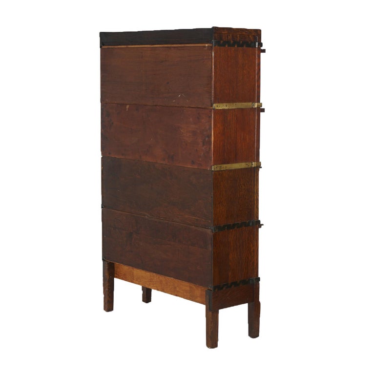 Macey Mission Style Arts And Crafts Four Stack Oak Barrister Bookcase C1910