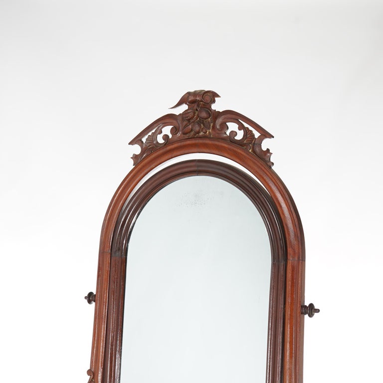 Antique Victorian Flame Mahogany Swell Front Mirrored Chest of Drawers c1860