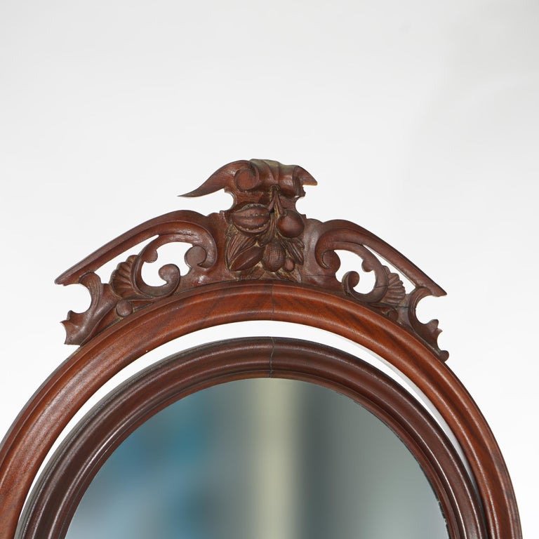 Antique Victorian Flame Mahogany Swell Front Mirrored Chest of Drawers c1860