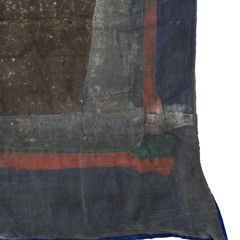Antique Tibetan Hand Painted Silk and Canvas Thangka with Figures C1920