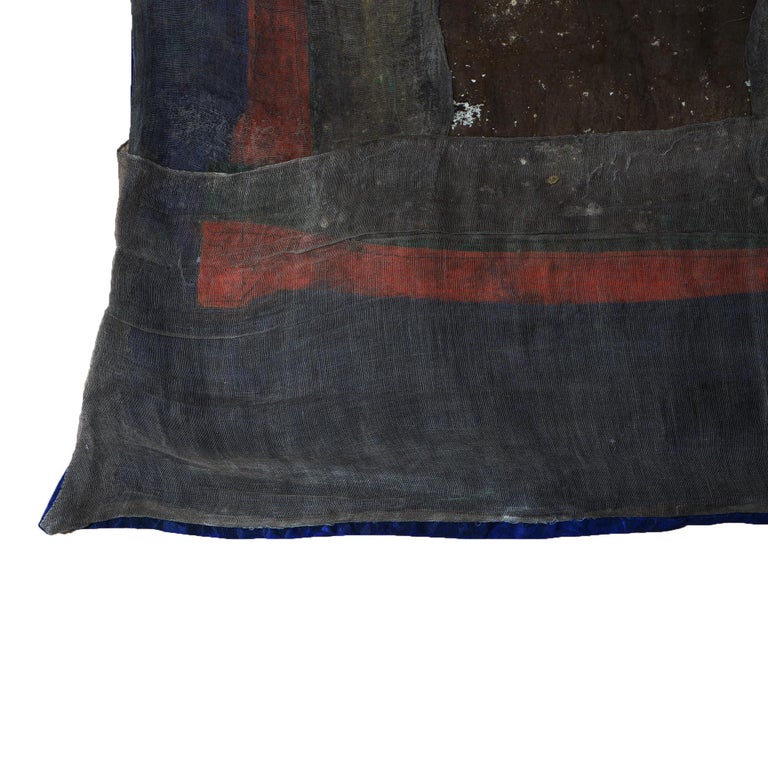 Antique Tibetan Hand Painted Silk and Canvas Thangka with Figures C1920
