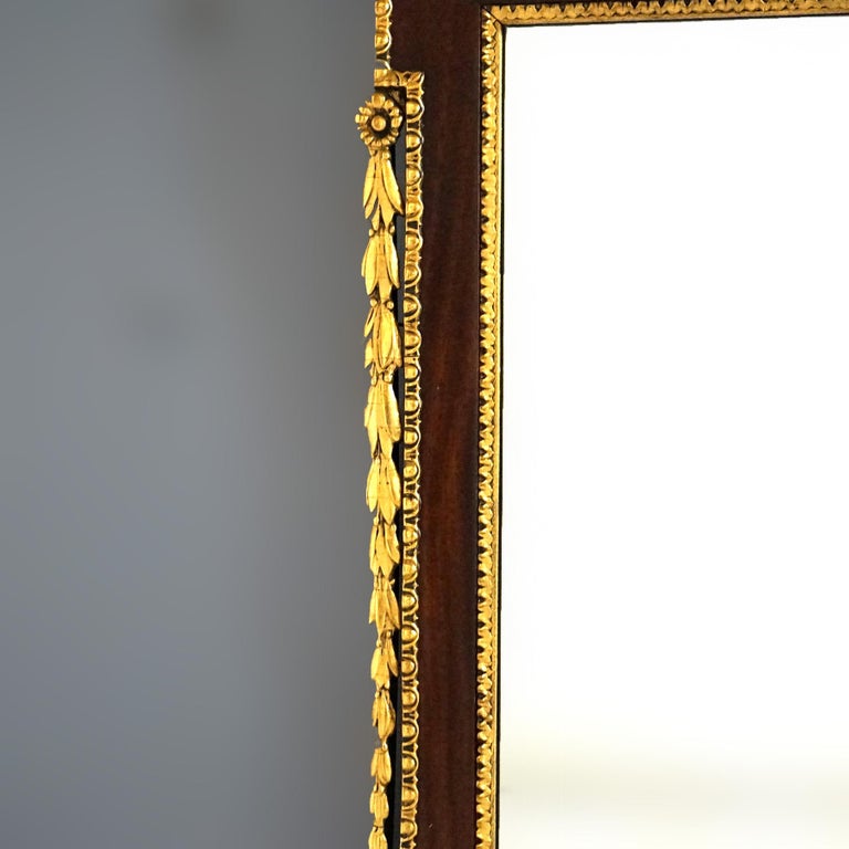 Antique Federal Mahogany & Giltwood Figural Eagle Wall Mirror 19th C