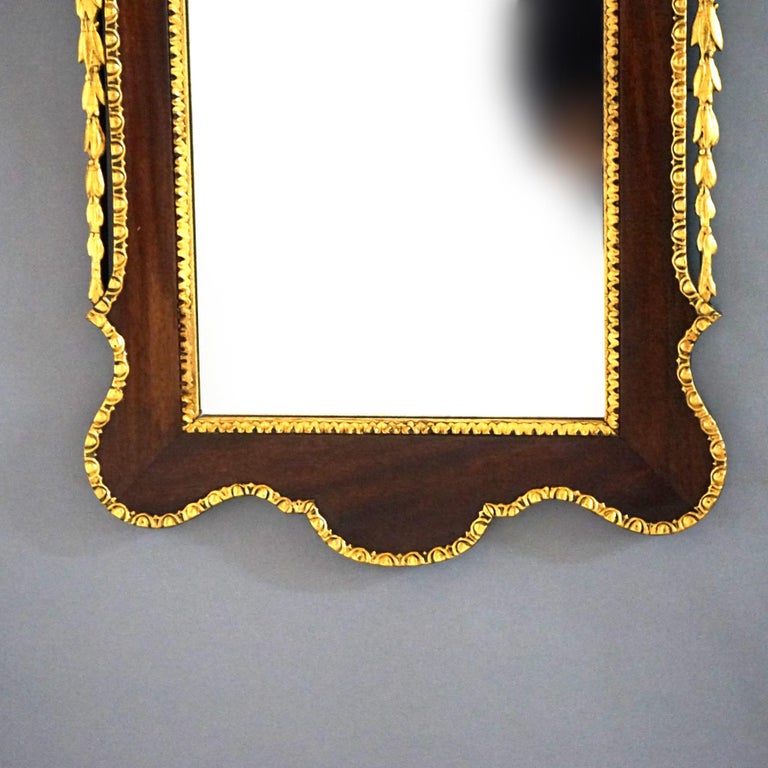 Antique Federal Mahogany & Giltwood Figural Eagle Wall Mirror 19th C