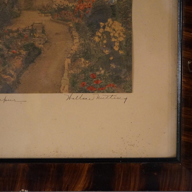 Antique Wallace Nutting Print “Larkspur”, Exterior Garden Scene", Signed, C1910