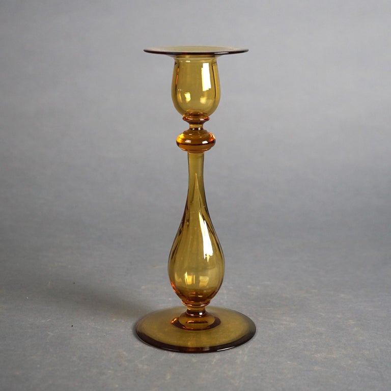 Three Antique Arts & Crafts Steuben Art Glass Candlesticks C1930