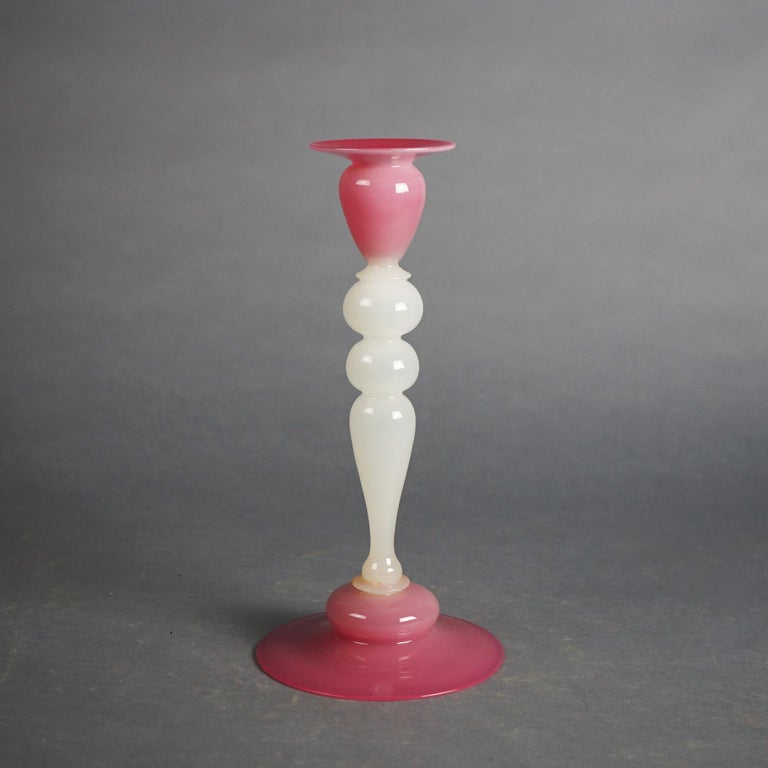 Three Antique Arts & Crafts Steuben Art Glass Candlesticks C1930