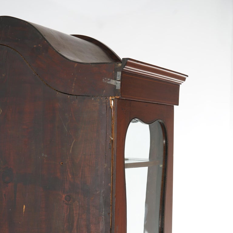 Antique Dutch Marquetry Mahogany Display Cabinet with Ormolu Mounts c1890