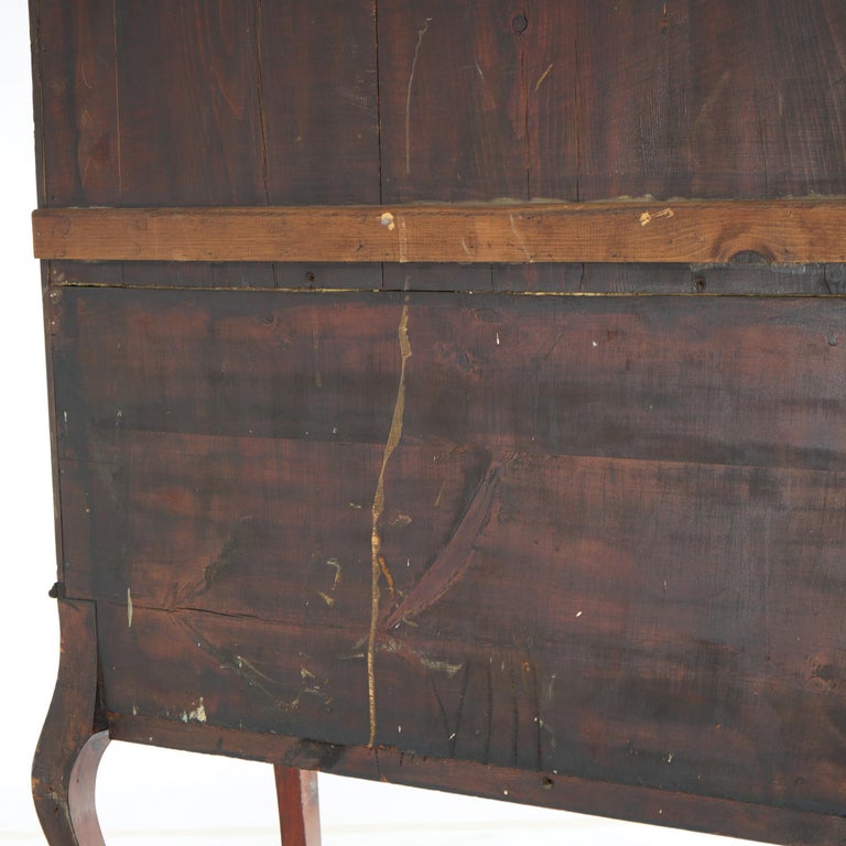 Antique Dutch Marquetry Mahogany Display Cabinet with Ormolu Mounts c1890